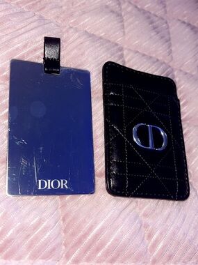 Dior Black Quilted Card Sleeve with Silver CD Emblem